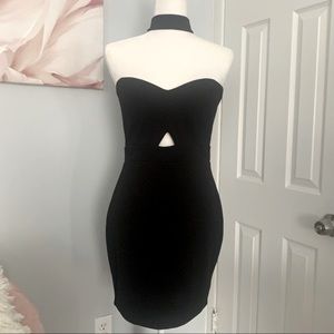 MadRag black choker dress w zippered lace back L